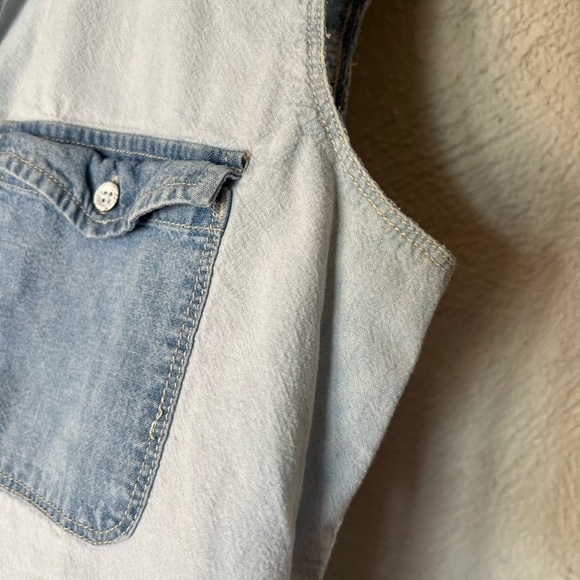 Madewell Two Tone Denim Button Down Tank Top - Picture 10 of 11